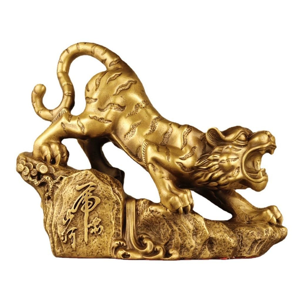 IUokLU Home Decor Statues Chinese style office living room decoration Brass tiger ornaments Home wine cabinet accessories Desktop Figurines (size_name M)