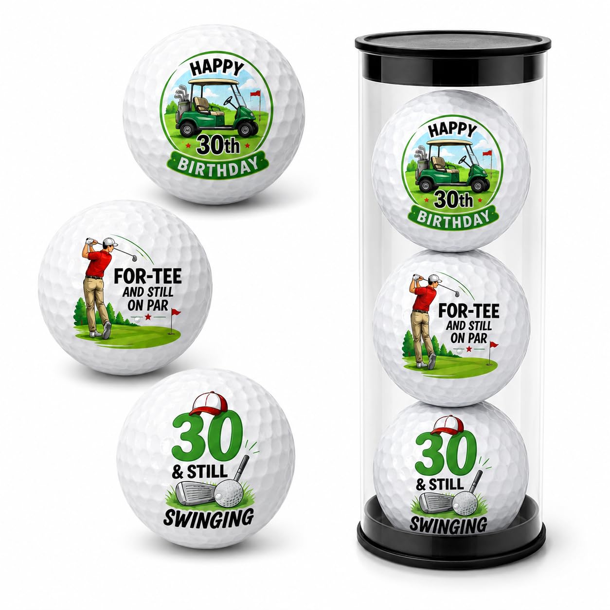 3PCS White Golf Balls, Personalised Golf Balls 30th Birthday Gifts Men
