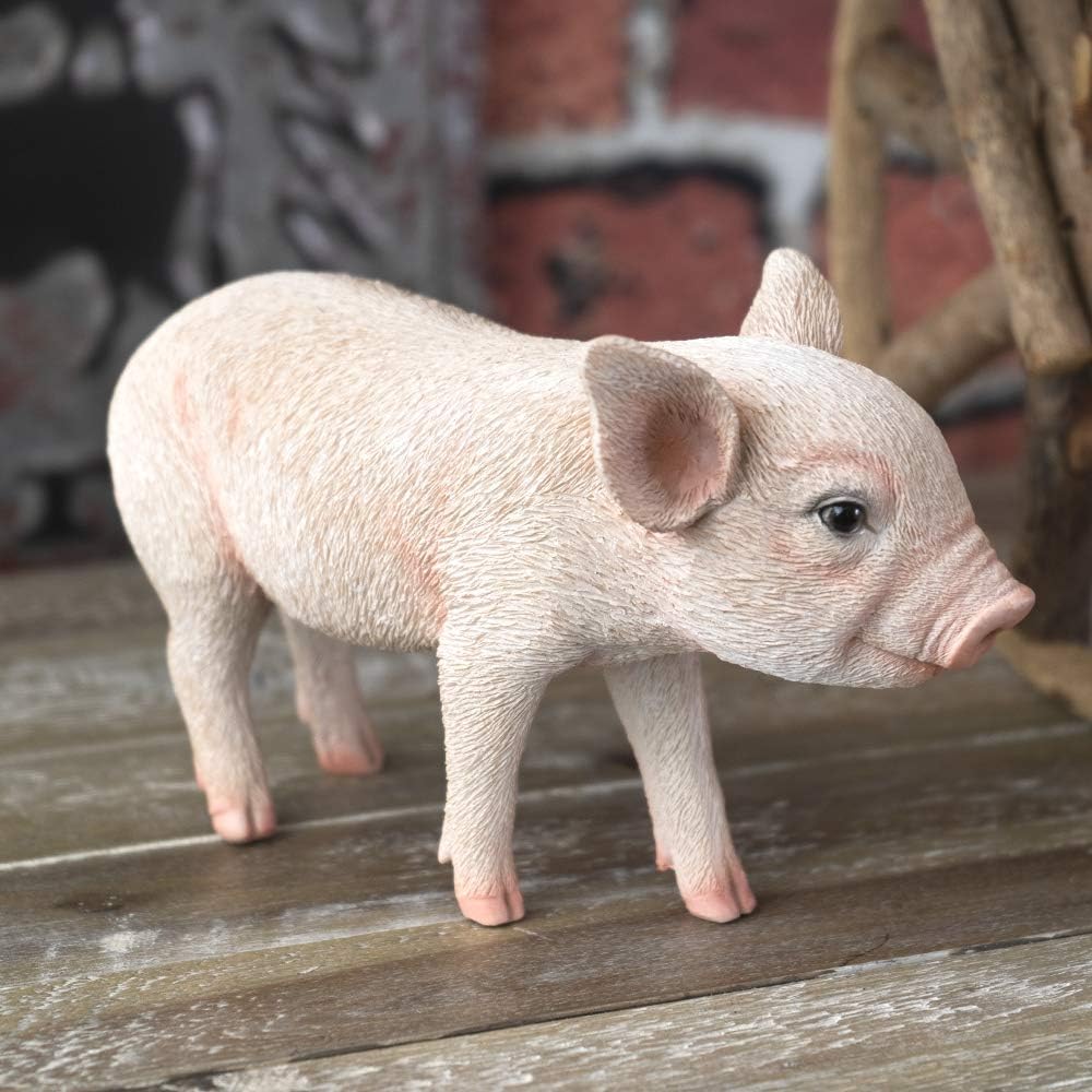 SUMMIT COLLECTION Farmhouse Decor Barnyard Designs Adorable Pig Figurines Tall Kitchen Dining Room Realistic Looking Pig Statue (Standing 8 inch W)