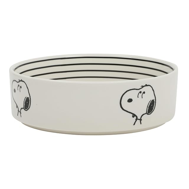 Peanuts Snoopy - Cuenco para perros con diseño de hueso, cuenco de agua o comida de cerámica de 6.5 pulgadas…