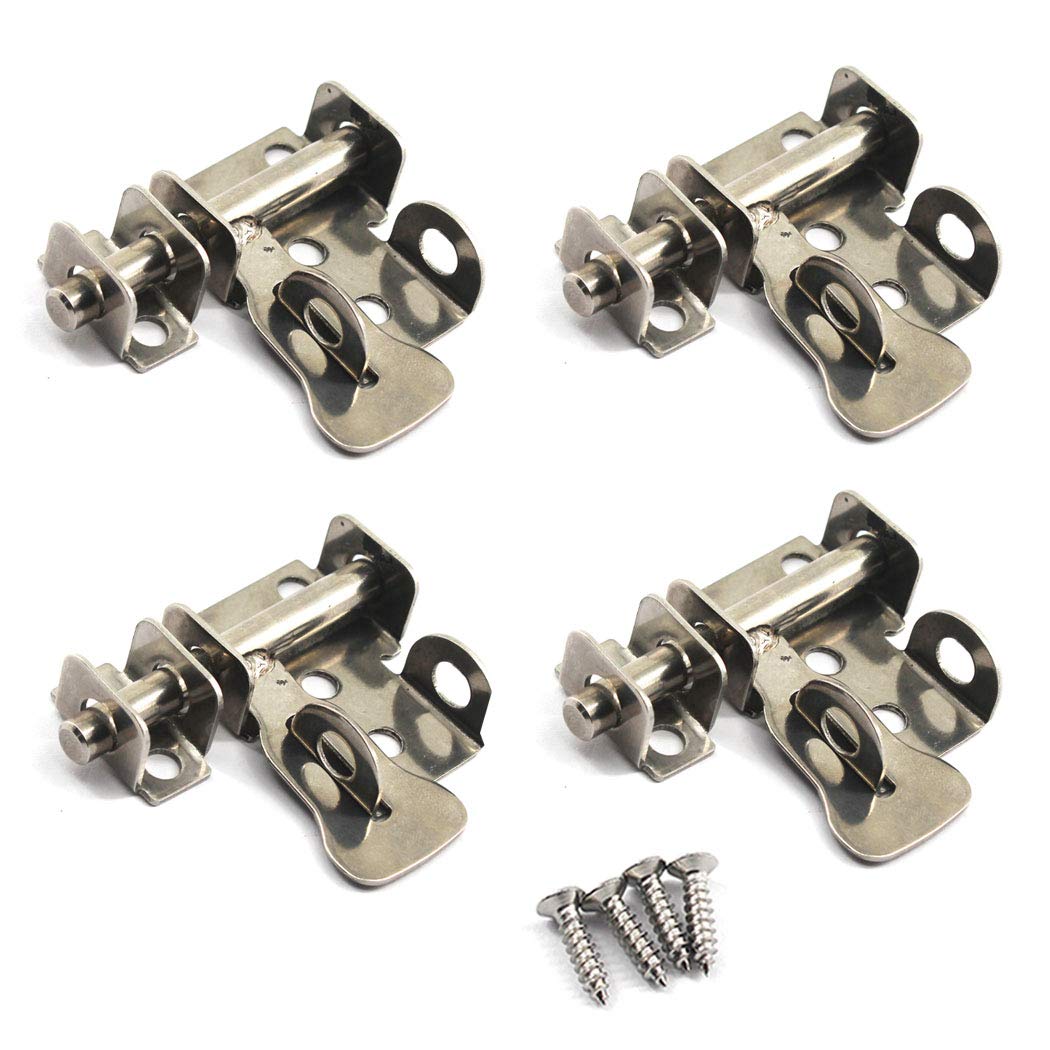 Zernnis Stainless Steel door latch bolt slide bolt with screws (4 Pieces)