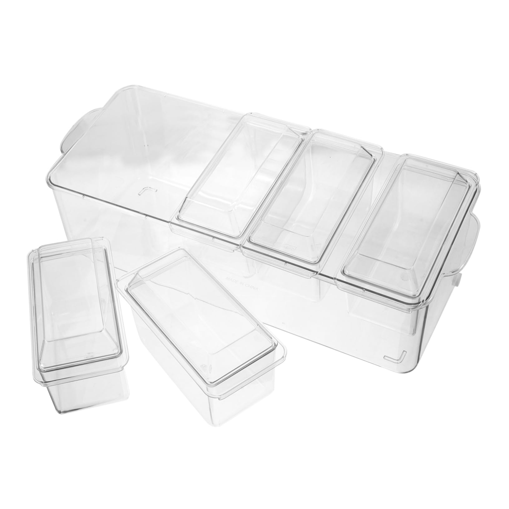 OFFSCH 5 Compartment Salad Storage Box Food-grade Plastic for Chilled Fruit Appetizer Serving Garnish Holder Accessory