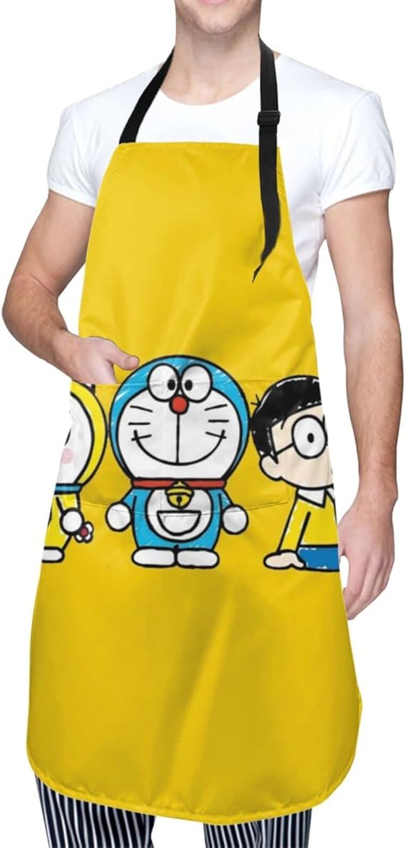 Amazon Co Jp ドラえもん エプロン H型エプロン シンプル おしゃれ カフェエプロン シワになりにくい ポケット付き 撥水オックスフォード布ノンアイロン メンズ レディース キッチンエプロン 保育士 仕事用動きやすい前掛けエプロン70cm 84cm ホーム キッチン