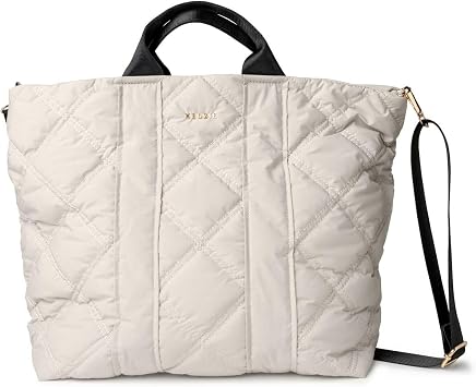 KEDZIE Cloud 9 Quilted Puffer Tote Bag Crossbody Purse for Women - Gray