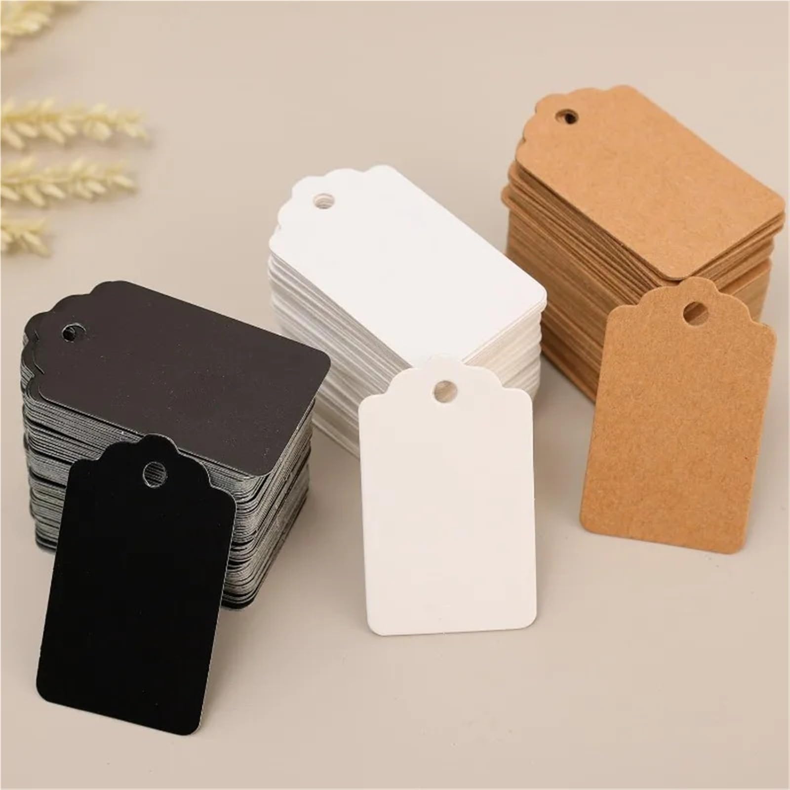 1000 etichette per prezzi con cordino, in carta kraft, con cordino, fronte/retro, cartellino del prezzo, per matrimoni, vacanze, Ringraziamento, imballaggi, decorazioni per abbigliamento, gioielli