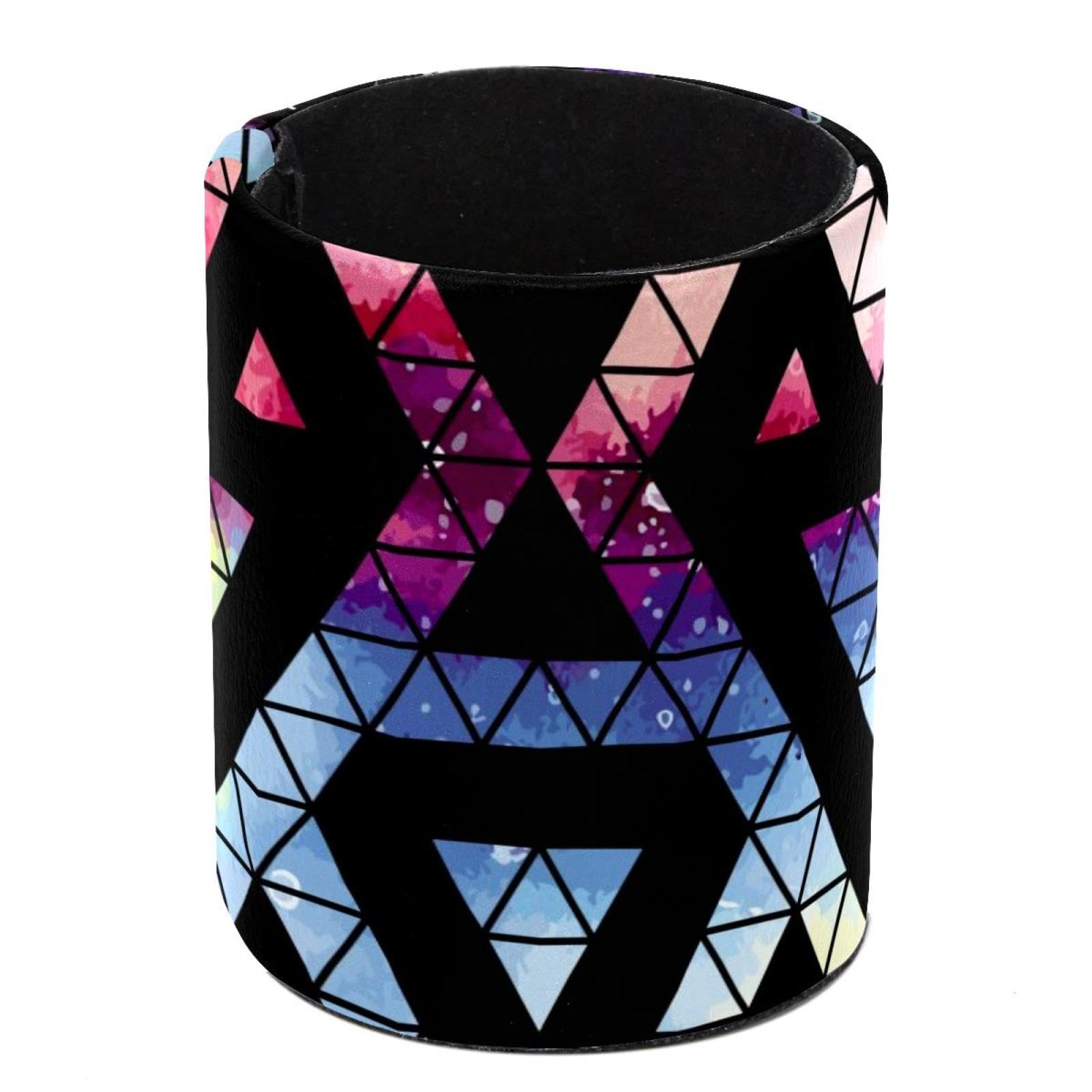 Eslifey Pen Holder Round Pencil Holder for Desk, Galaxy Triangles Geometric Shapes Pattern Pen Pot Pen Cup Makeup Brushes Holder Stand Display Desk Stationery Organiser for Home Office School