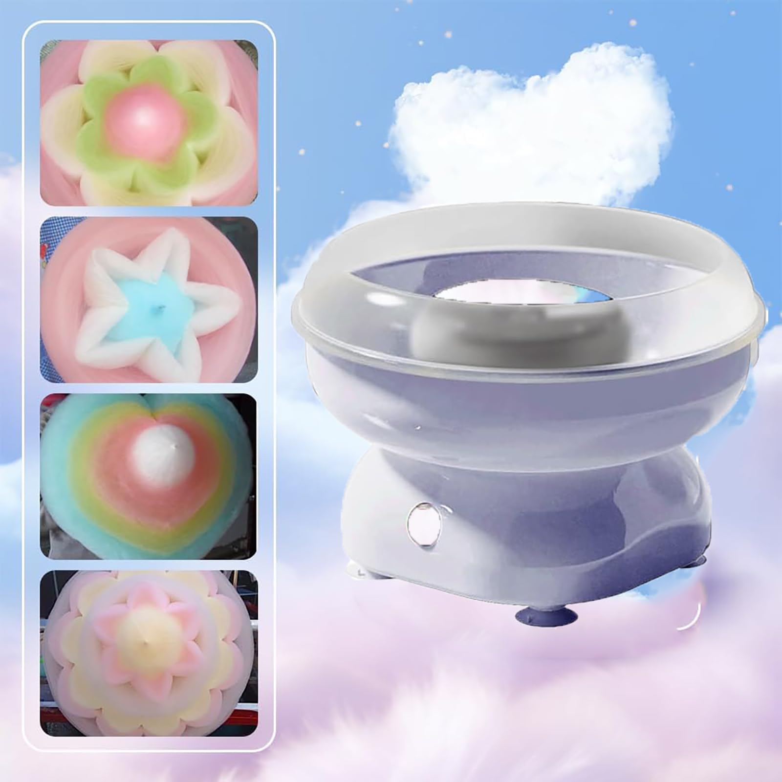 Máquina de algodón de azúcar para niños, precalentamiento rápido y motor estable, ideal para fiestas de cumpleaños y regalos