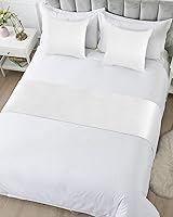 Vista 5 de Caminos de cama blancos para cama tamaño King, mantas decorativas para pie de cama, moderno y simple telón de fondo blanco para cama, sofá, funda