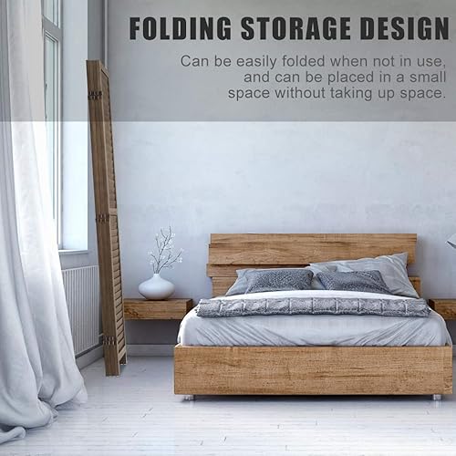 Miniatura 6 de Divisor de habitación de madera de 4 paneles de 5.75 pies de alto, divisor de pared de privacidad de 68.9 x 15.75 pulgadas, cada panel plegable de