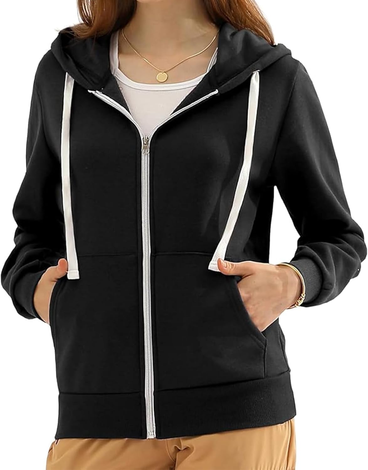 Zip Up Hoodie Women Lightweight Thin Casual Hooded Jacket Long Sleeve Fall Fashion Outfits 2025 Winter Clothes - Image 3