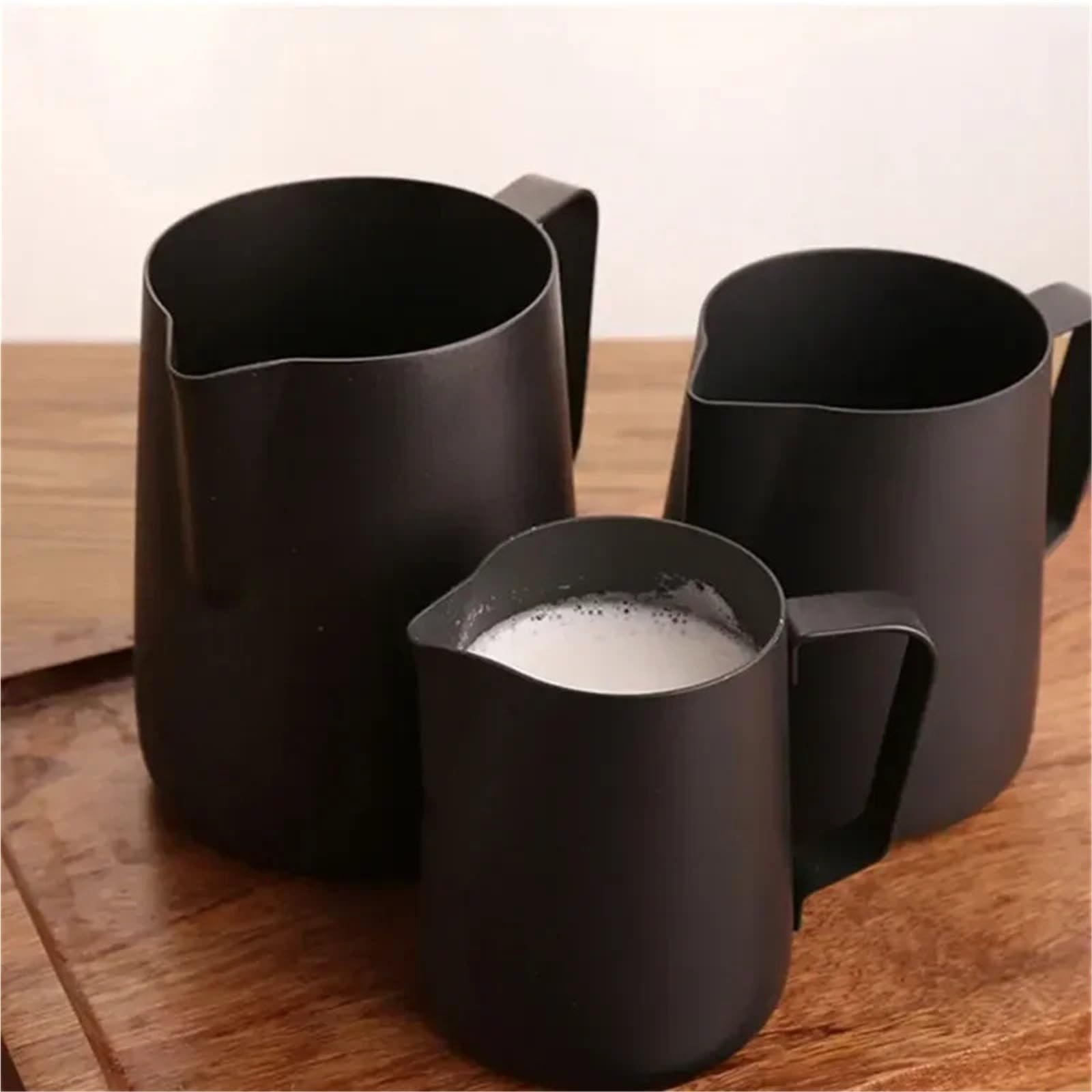 Jarra de espuma leche acero inoxidable con revestimiento antiadherente, jarra crema capuchino artesanal Barista café para Arte de Café(1000ml)