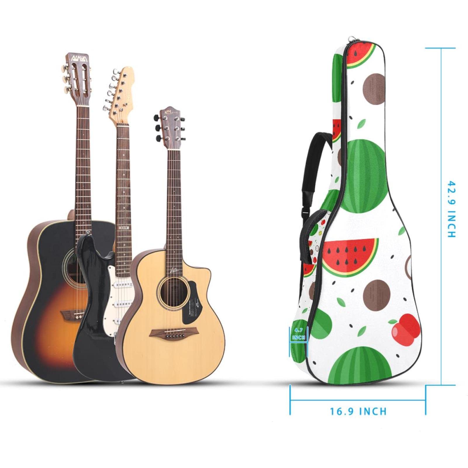 Torba na gitarę akustyczną wodoodporna gitara plecak gruby miękki wyściełany kolorowy owoc klasyczna gitara obudowa, kolor1, 42.9x16.9x4.7 in, Organizer do torby