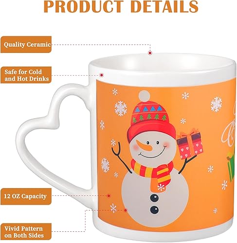 Miniatura 9 de Juego de 2 tazas de café con diseño de corazón para café, bebida, té, decoración de fiesta de Navidad, caja de regalo divertida incluida
