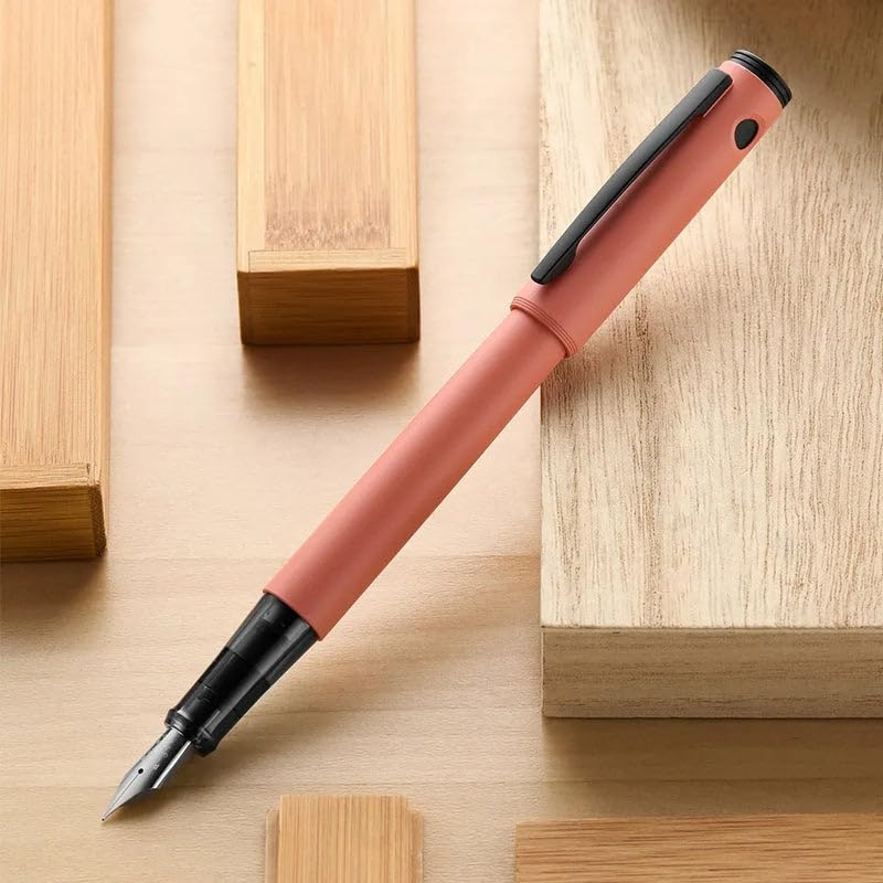 Image of Pilot Explorer Fountain Pen, Coral, Black Ink, Resin, Fine Nib, Stainless Steel