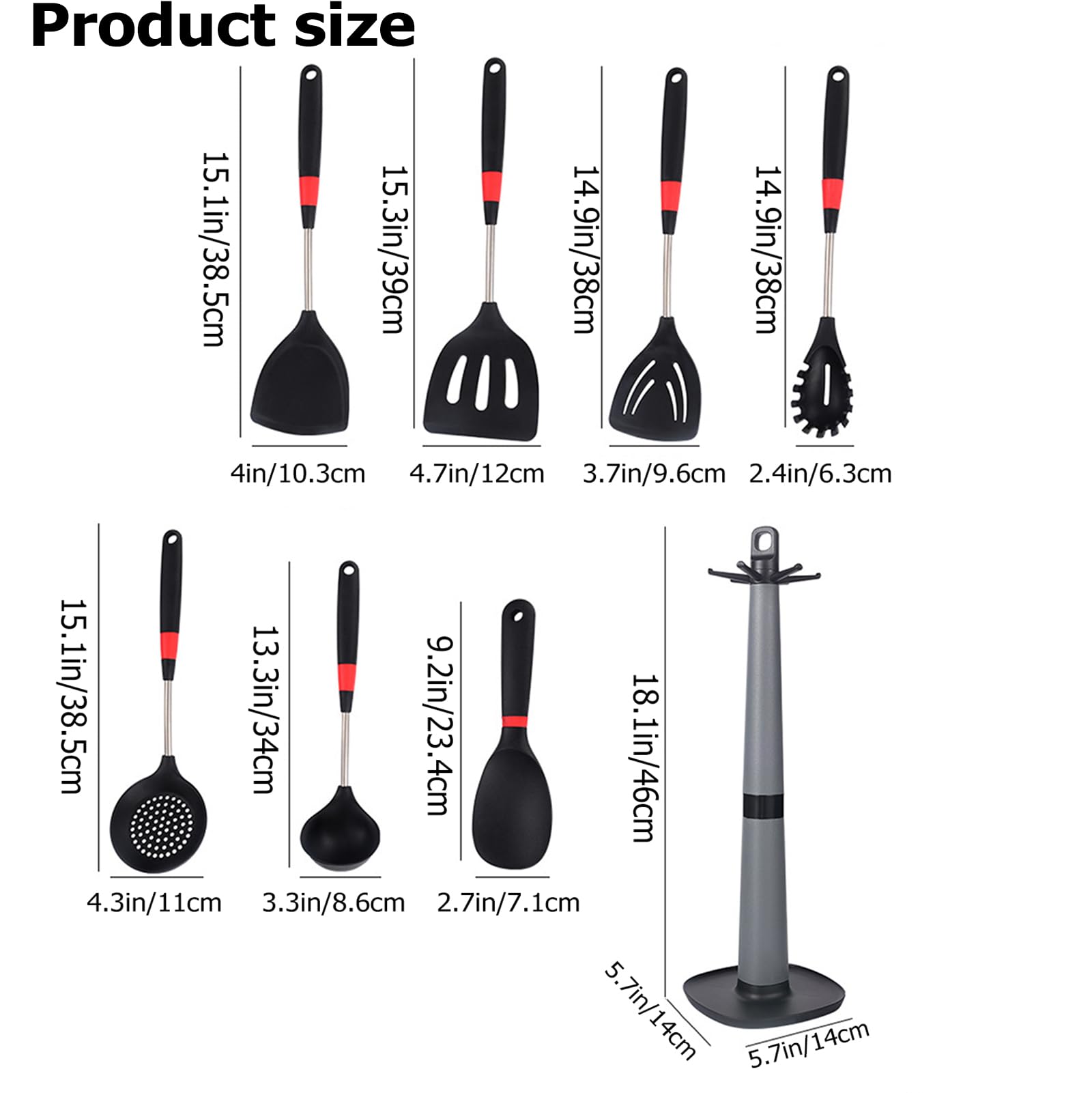 Küchenhelfer Set, Silikon Küchenutensilien Kochutensilien Set, Antihaft Hitzebeständiger Kochbesteck Set Mit Edelstahlgriff, Gesund & Langlebig, Spülmaschinengeeignet, 8 Stück