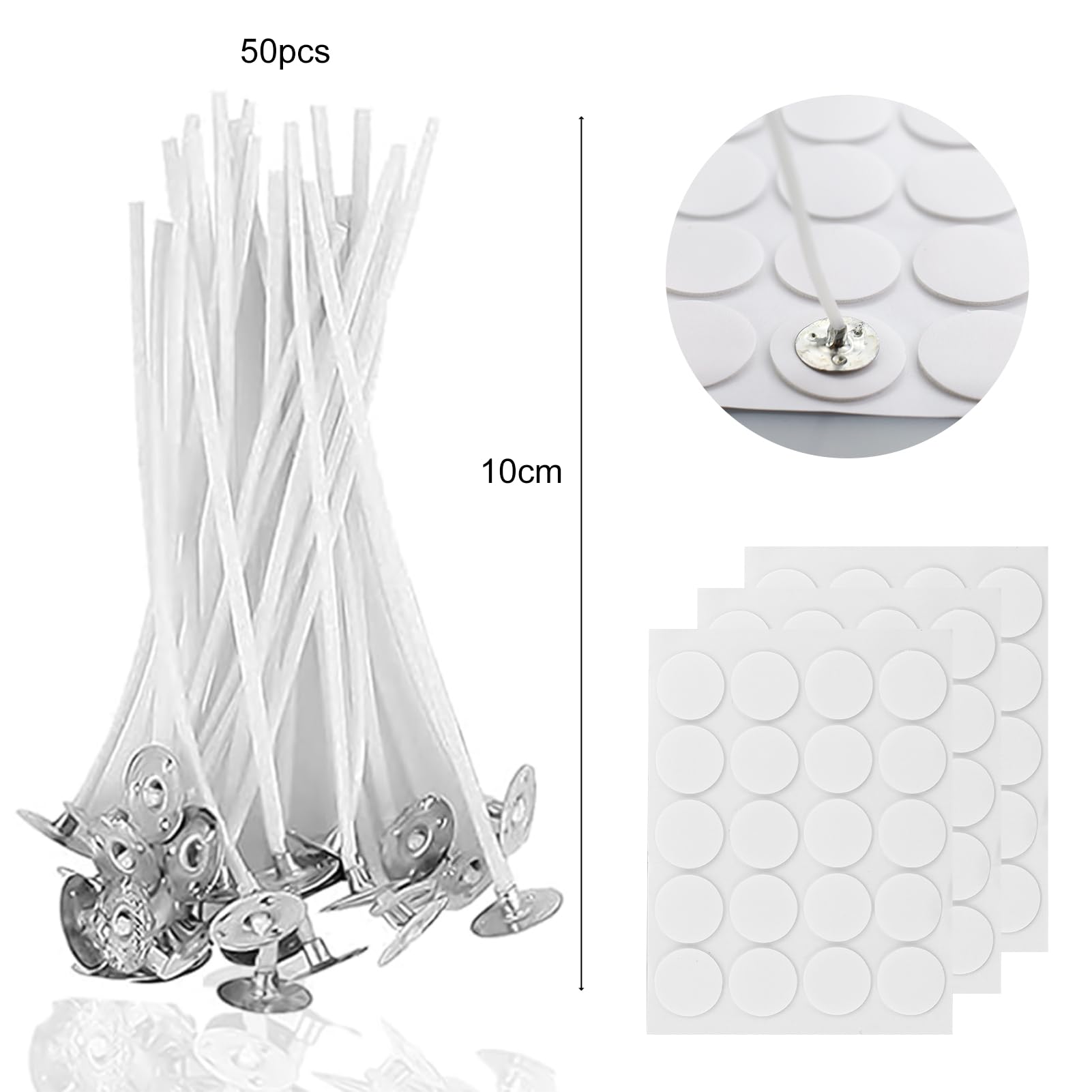Set 10 Stoppini cerati per Candele Gel 18cm