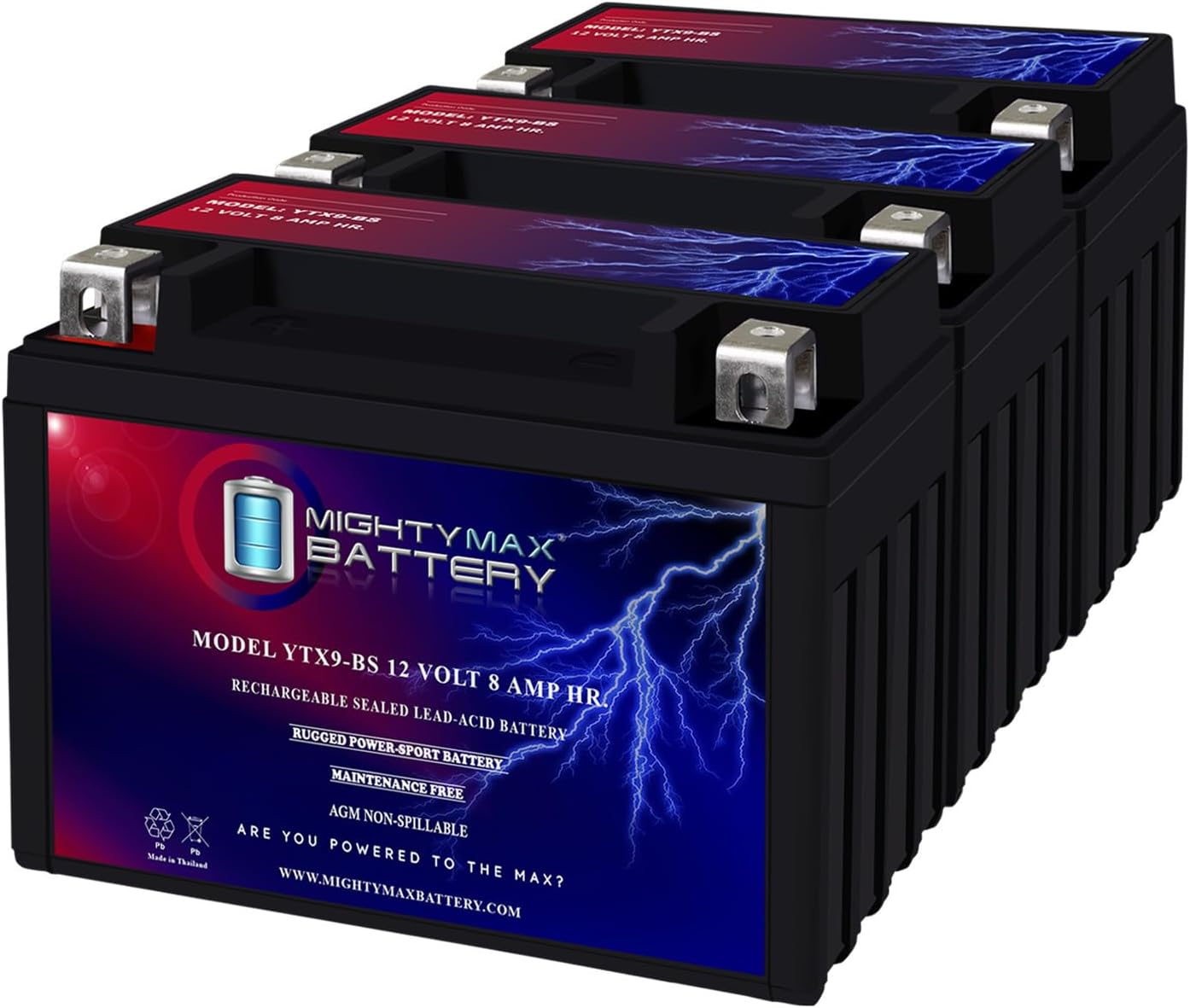 Mighty Max Battery YTX9-BS Replaces Honda ATV TRX300EX TRX400EX 300EX 400EX CBR900R RR (4 Pack)