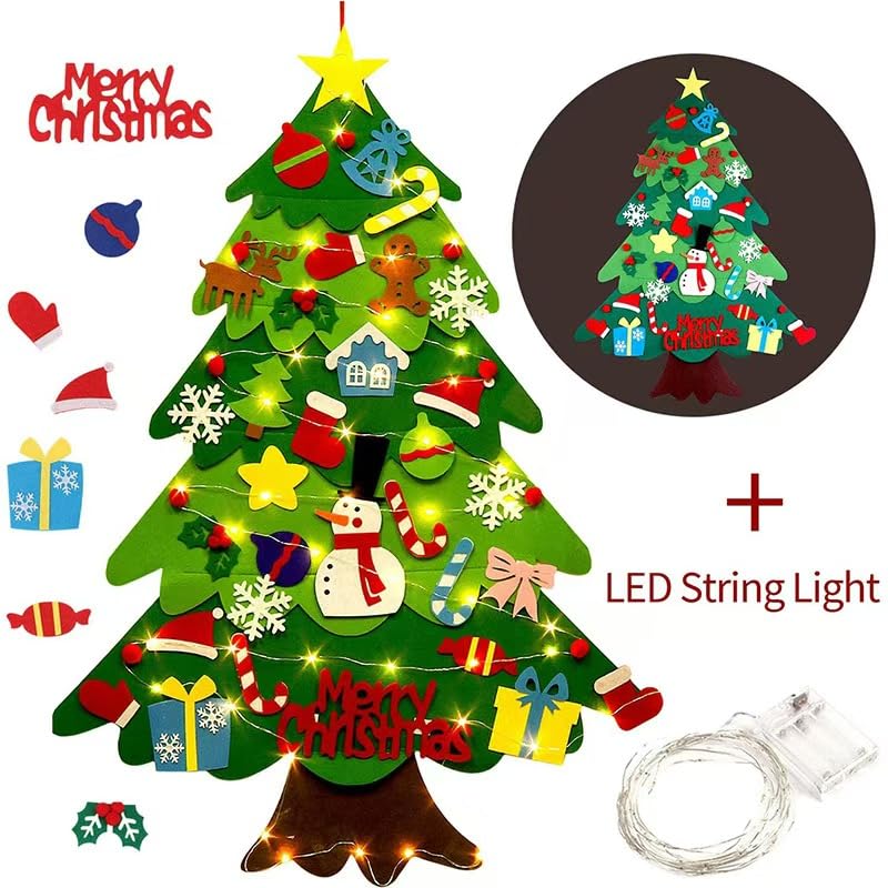 Wuyue Hua Children’s DIY Felt Christmas Tree Kit Wall Hanging Xmas Tree for Kids & Toddlers with 32 Ornaments - Image 3