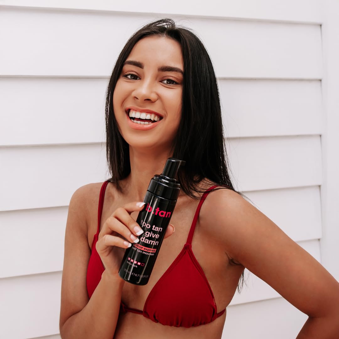 b.tan Insanely Dark Self Tanner | Too Tan To Give A Dam - 100% Natural, Fast, 1 Hour Sunless Tanner Mousse, No Gimmicks, No Fake Tan Smell, No Added Nasties, Vegan, Cruelty & Paraben Free, 6.7 Fl Oz