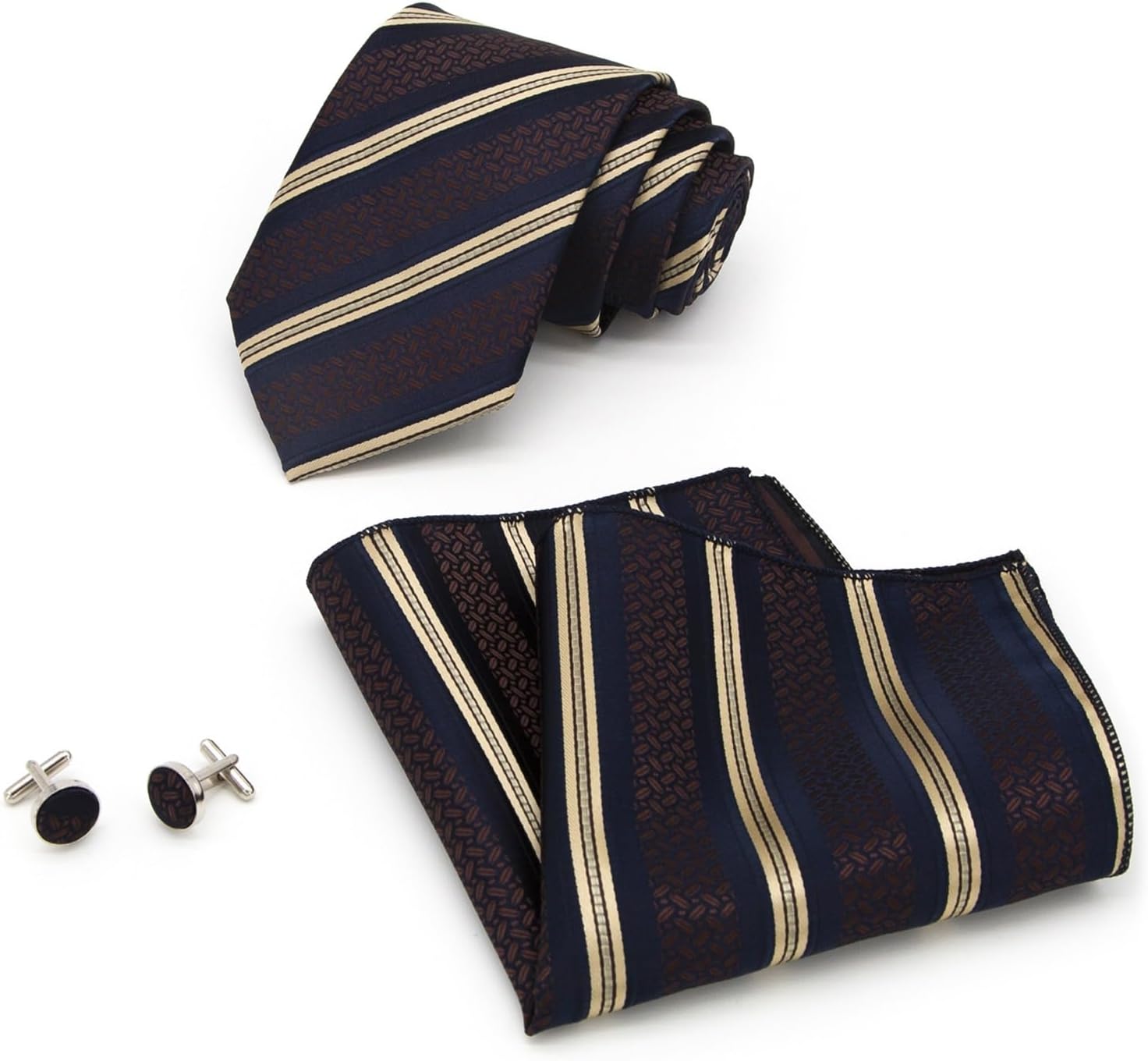Men's tie set cufflink pocket square striped business formal wear