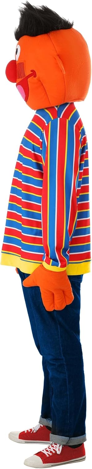 Men's Sesame Street Ernie Mascot Costume | Adult Muppet Character Outfit Shirt, Head and Gloves for Halloween - Image 6
