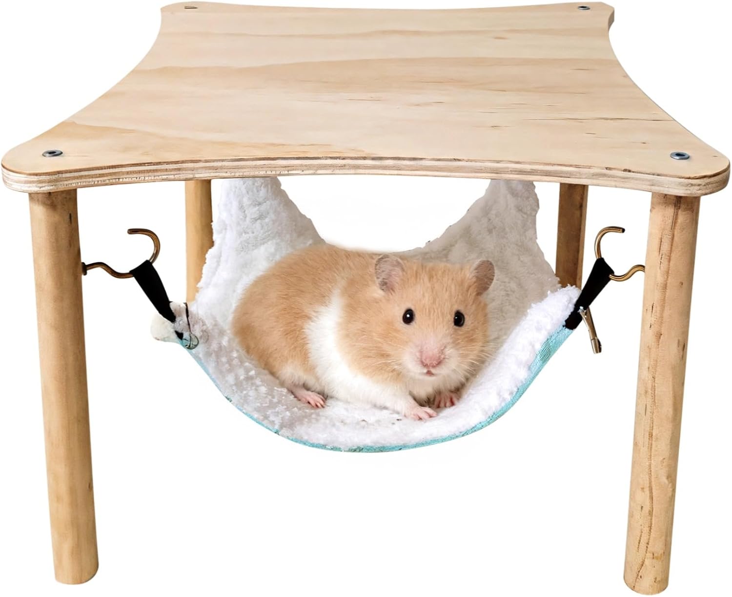 Wooden Stand Hammock for Small Animals, Cage Bed for Guinea Pigs & Ferrets, Easy Clean