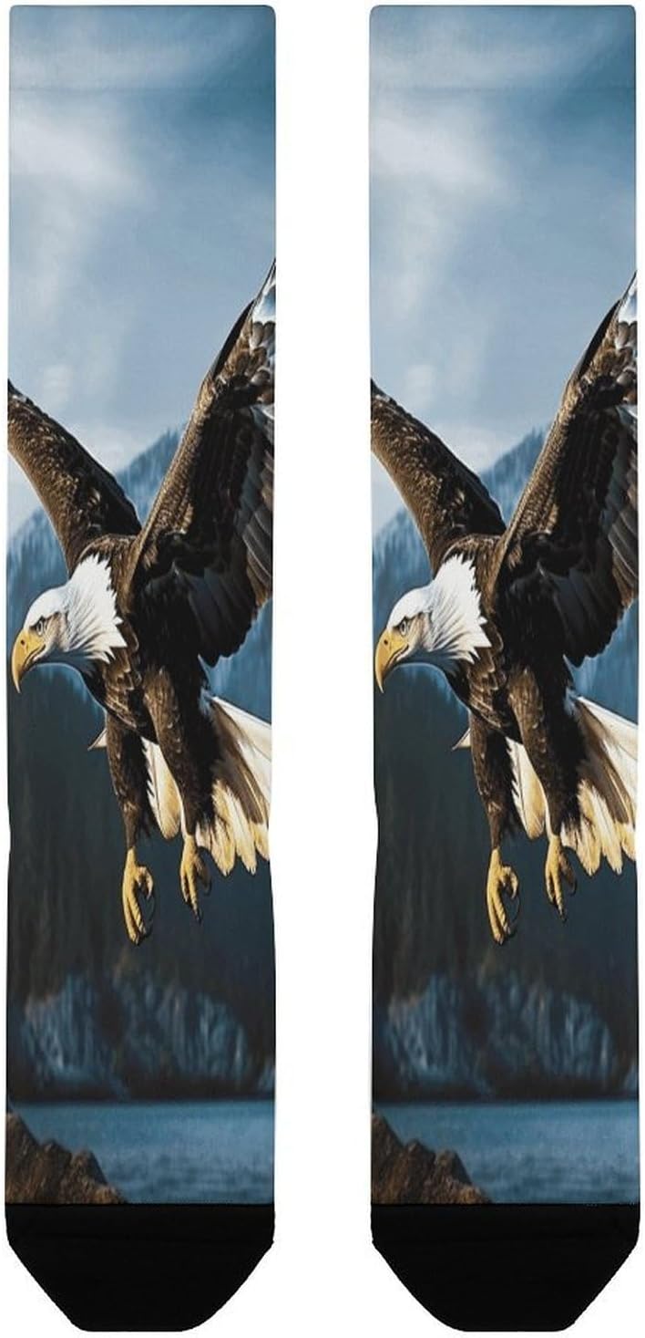Eagle at Hunting Mid-Calf Socks Women Warm Knee High Socks Cozy Hiking Skiing Soft Boot Mid Calf Stocking Unisex
