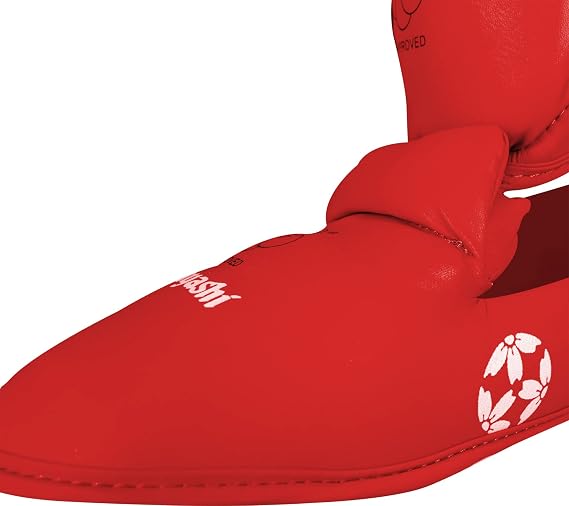 Red Hayashi WKF Approved Karate Shin-Instep Guard