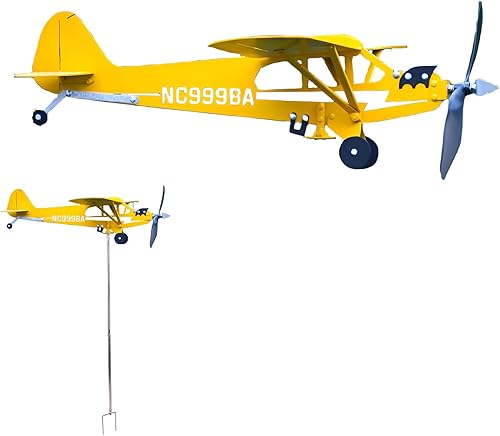 Veleta mágica de metal cinético para avión hueco, molinillos de viento de metal cinético para patio y jardín, 3D cinético de viento giratorio de