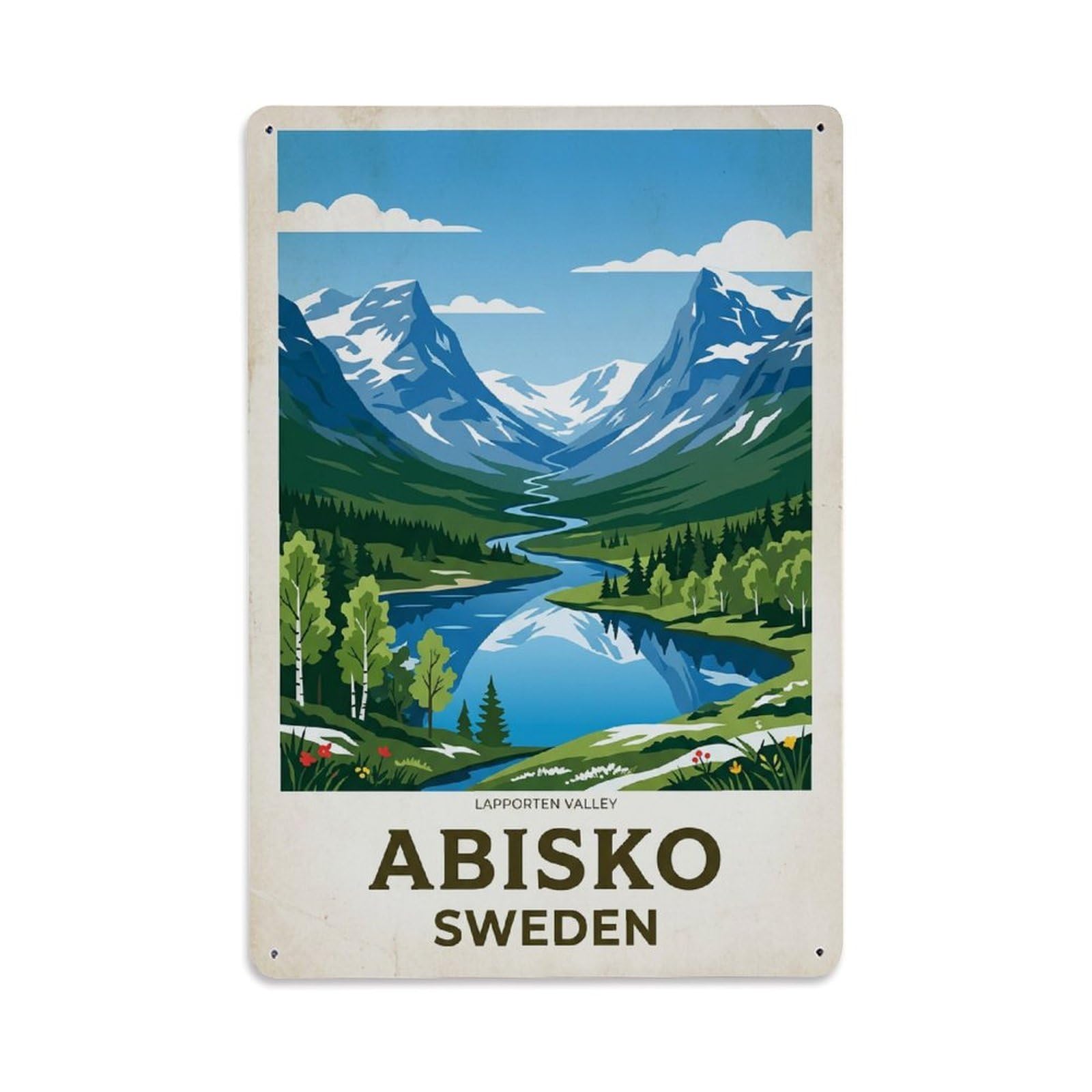 Vintage Travel Abisko Sweden Wilderness Metal Tin Sign