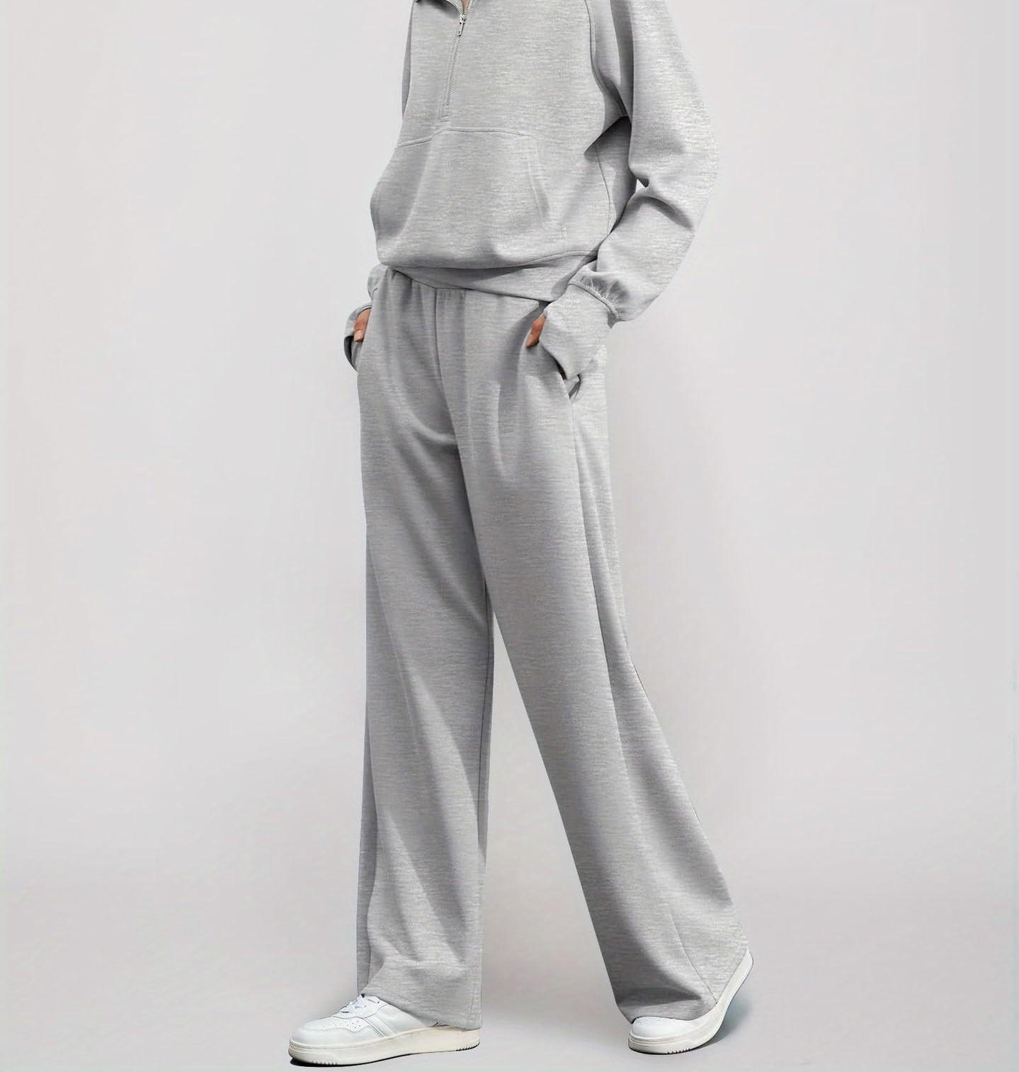 dockstreet Straight Wide fit Long Length Open Bottom Jogger for Women/Trending Multi Pocket Style, Relaxed Casual Pants for Women-picture-21