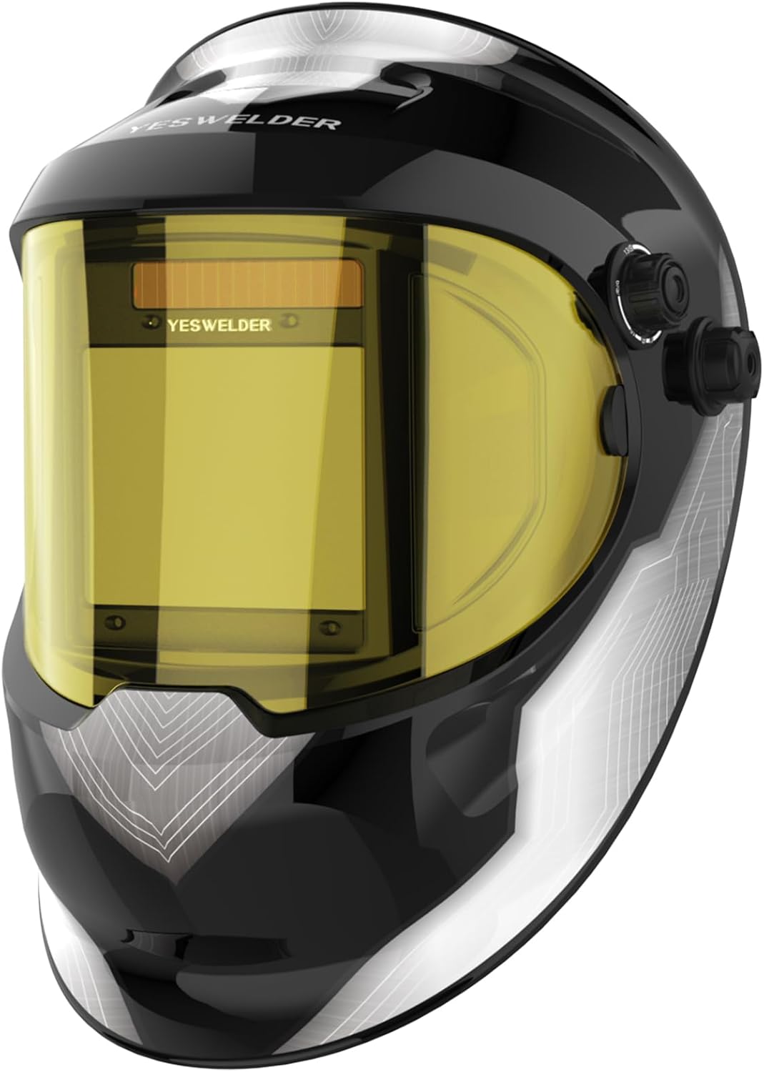 YESWELDER Auto Darkening Welding Helmet with SIDE VIEW, 180° Panoramic View, 1/1/1/1 True Color Solar Powered Welder Hood, Wide Shade 3/5-9/9-13 Welder Mask for TIG MIG ARC CUT and GRIND, LYG-Q800D
