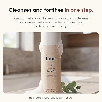 hims Thick Fix Shampoo - Saw Palmetto for Healthy Hair Growth & Thickening - Scalp Cleansing - Vegan, Sulfate-Free & Cruelty-Free - Eucalyptus Scent, 2 pack 6.4 fl oz