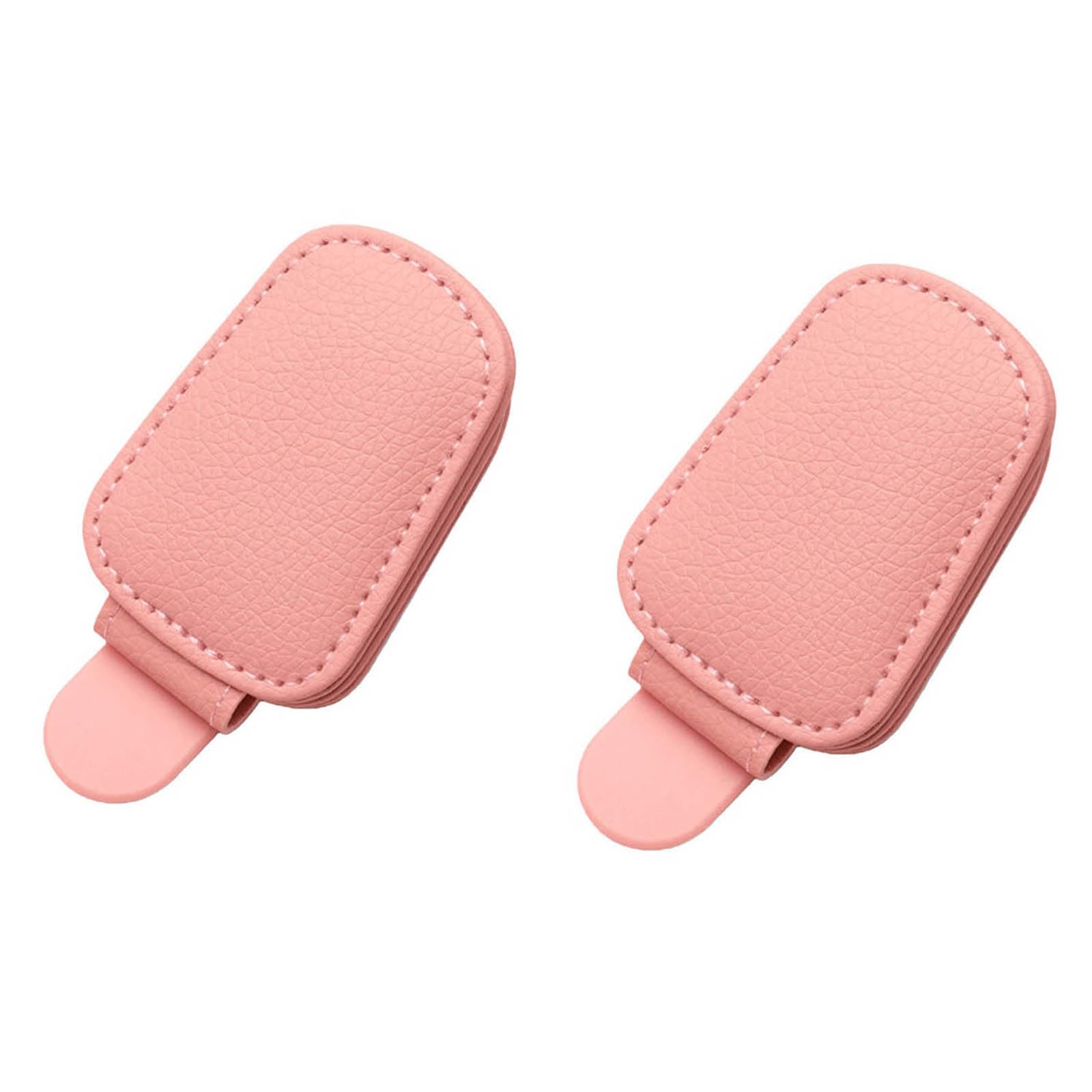 2Pcs Car Sun Visor for Buick Regal Generation 5 2002-2009, Magnetic Leather Eyeglass Holder Sunglasses Clip and Ticket Card Clip Accessories,Pink