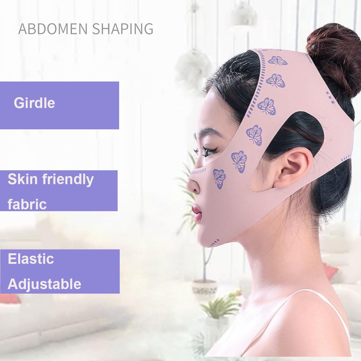 V Line Lifting Chinstrap, V Line Mask Reusable Face Strap for Sleeping, V-Shaped Belt Face Mask Double Chin Reducer,Facial Strap Chin Up Mask for Sagging,Pink - Image 3