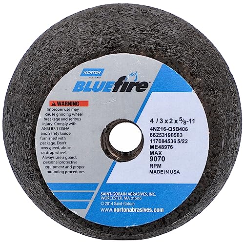 Norton 66253198583 4X2X5/8-11 Inch Bluefire Za Non-Reinforced Portable Snagging Wheels cover