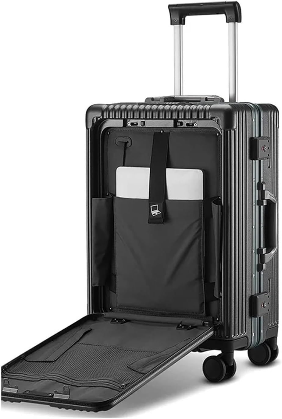 20-Inch Lightweight Carry-On Luggage with Spinner Wheels – Hard Shell Suitcase, USB Charging Port, Front Laptop Compartment, Durable Alloy Pull Rod – Travel Trolley Bag