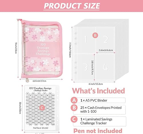 Miniatura 3 de Carpeta de desafíos de ahorro de dinero con sobres de efectivo, forma fácil y divertida de ahorrar $5,050, hoja de presupuesto de gastos para