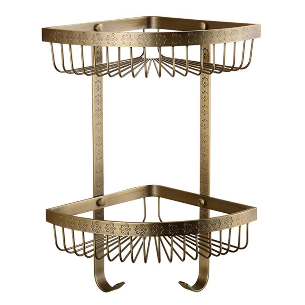 TYUHDUYUR Shower Corner Caddy Bathroom Shower Corner Shelf with 2 Hooks Storage Shelves Triangle Baskets