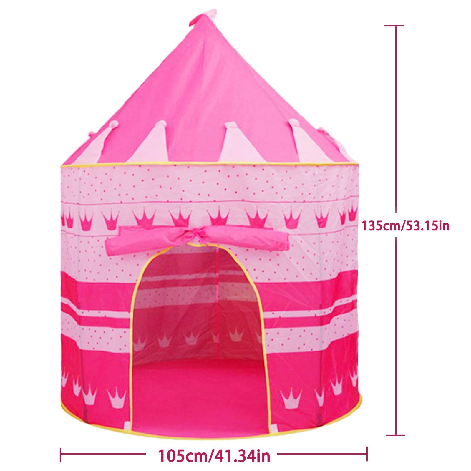 Pop Up Princess Castle Teepee Tent - Pink, Print Cloth Mongolian Yurt, Indoor/Outdoor Portable Kids Play Tent - Image 2