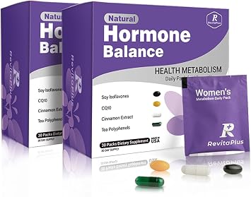 Natural Hormone Balance for Women, Menopause Supplements for Women with Evening Primrose Oil, CoQ10, Soy Isoflavones, Supports Peri+Menopause+Post, PMS, Metabolism, Mood, Energy 2 PCS-60 Packs