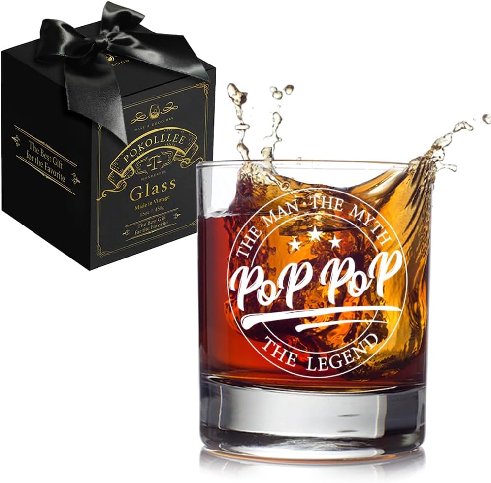 Pop Pop Whiskey Glass Est 2026 Promoted to Be Grandpa Gifts for Men, Fathers Day Gift, Novelty Baby Reveal Pregnancy Reveal Announcement Gifts for Grandfather, First Time Grandpa Gift
