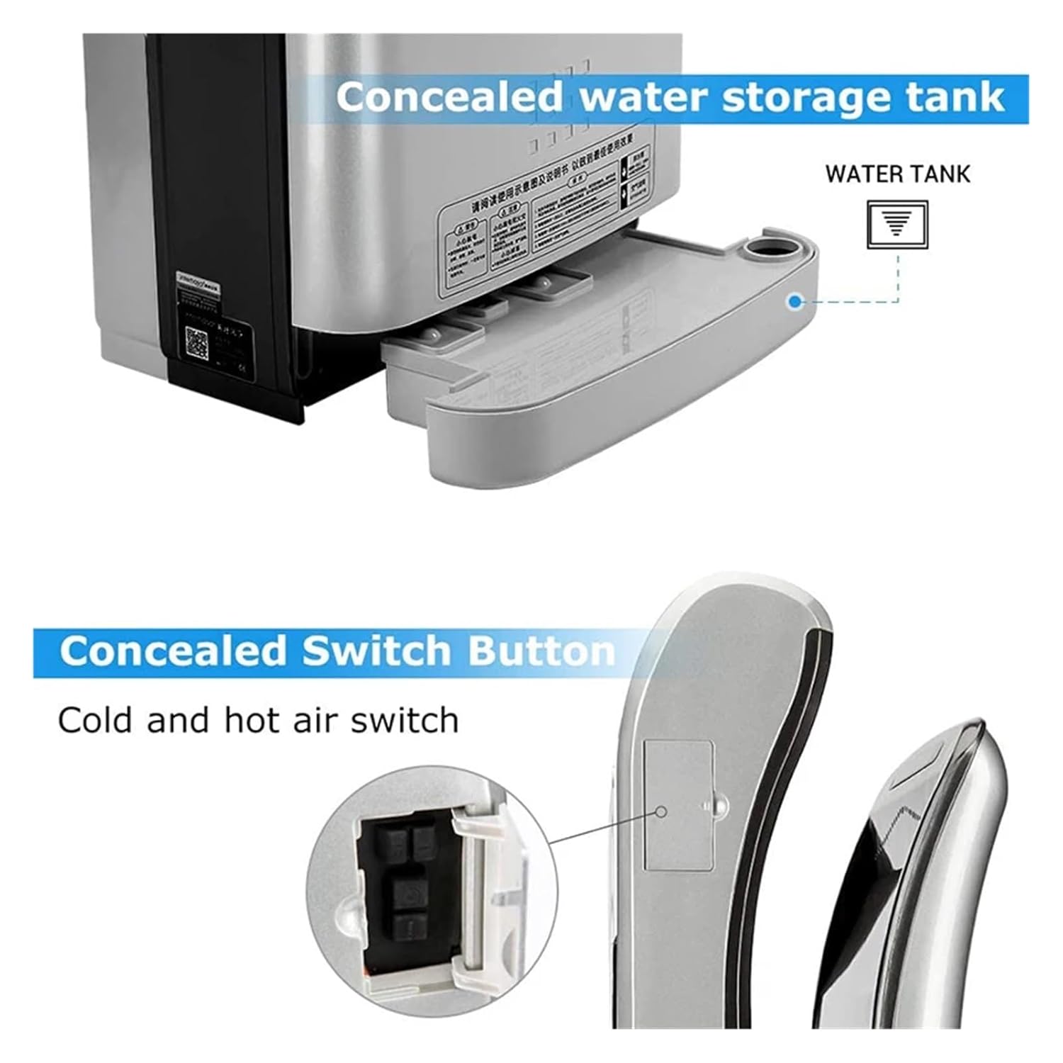 ハンドドライヤー 垂直トイレ自動ハンドドライヤー、高速自動空気乾燥