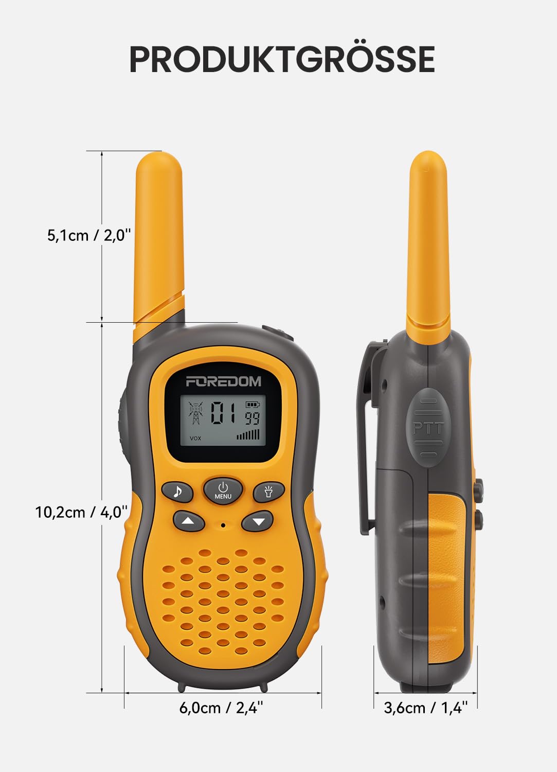 FOREDOM Walkie Talkies für Kinder Walkie Talkies Funkgeräte Set Spielzeug für Jungen & Mädchen 3-12 Jahre, Umhängeband, Geschenke Outdoor-Abenteuer – 2er Set