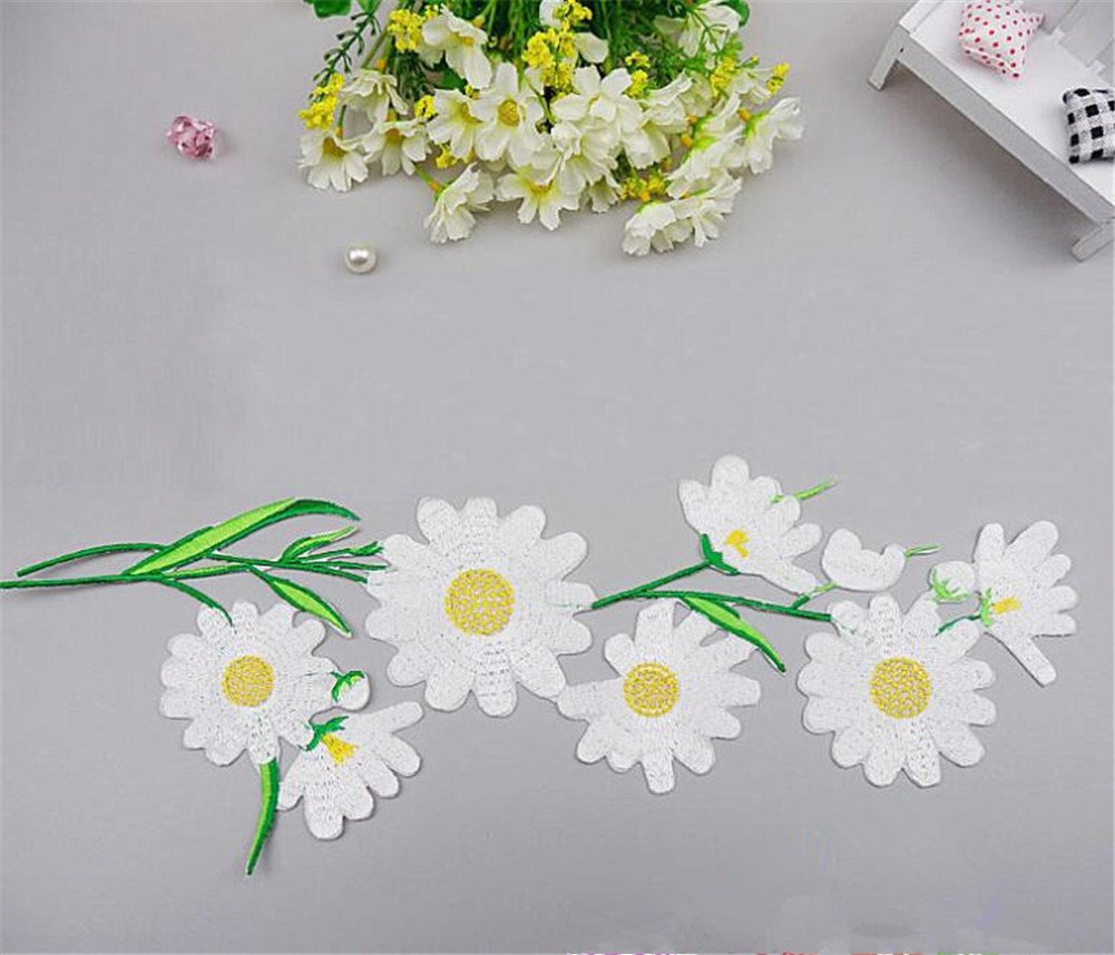 Adornos para Ropa, Parches Bordados de Tela Flores
