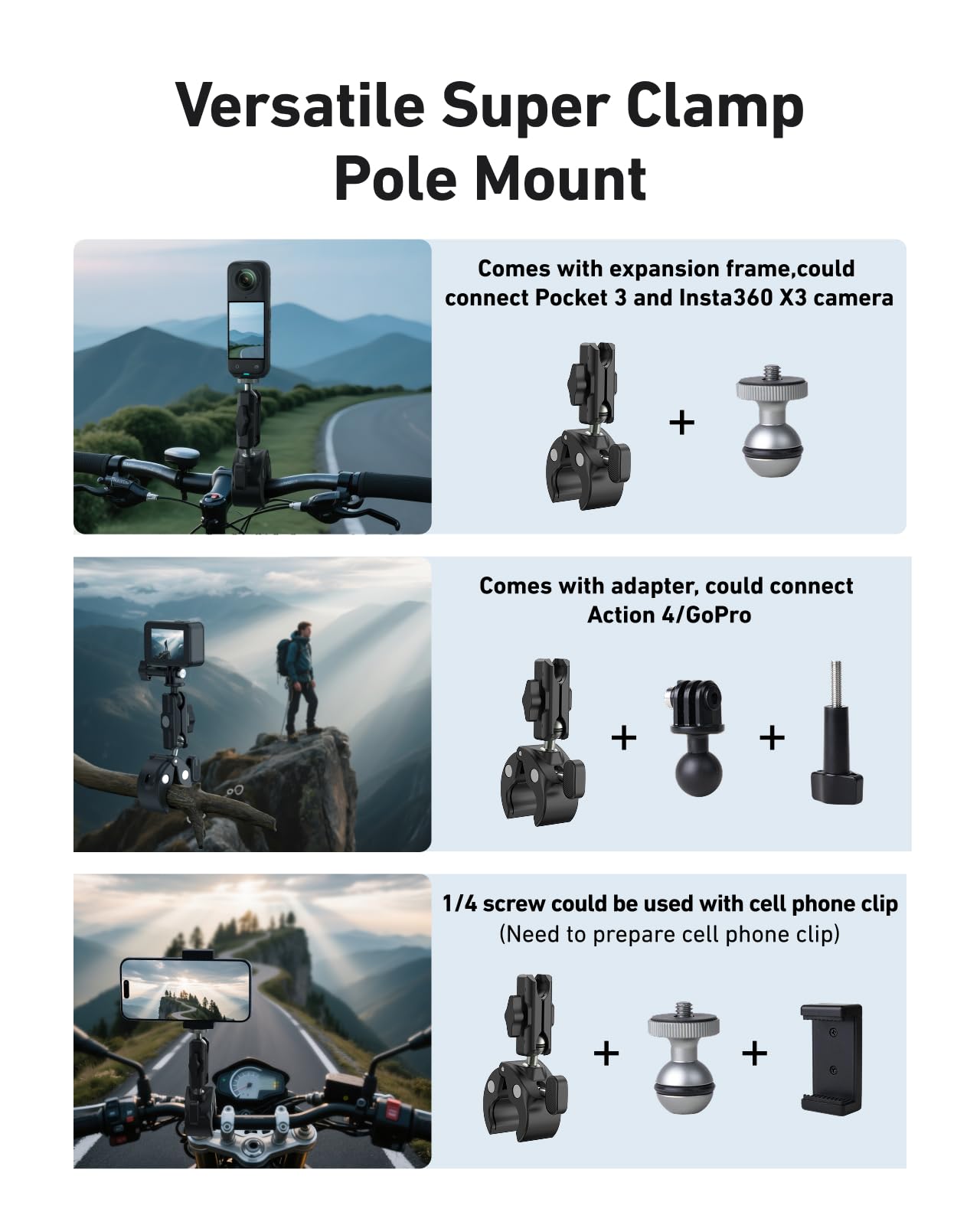 GoPro - stellabuuu Amazon.com : 360° Adjustable Bicycle & Motorcycle Handlebar
