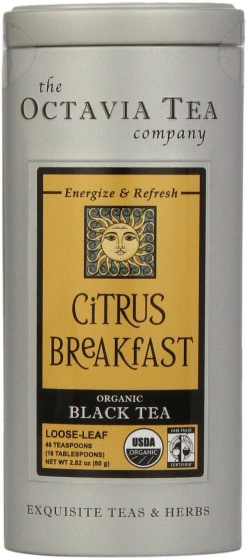 Octavia Tea Citrus Breakfast (Organic Black Tea) Loose Tea, 2.12-Ounce Tin
