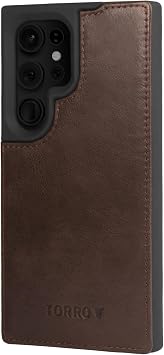 TORRO Samsung Galaxy S24 Ultra 5G Case - Premium Leather Bumper Case Dark Brown