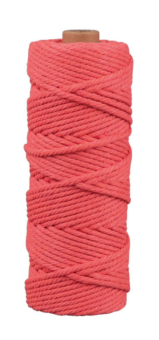 Rayher Poly-Cotton Macrame Cord with a Diameter of 3mm, Soft Crochet Thread, Yarn for Crafts, Floristry and Decorations, 70m, Coral, 44007212