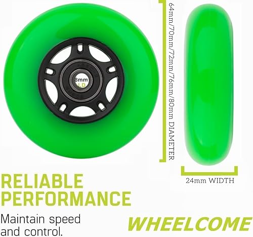Miniatura 3 de WHEELCOME Paquete de 8 ruedas de patinaje en línea de 2.520in2.756in2.835in2.992in3.150in 85 A para interiores y exteriores con rodamientos ABEC-9 y